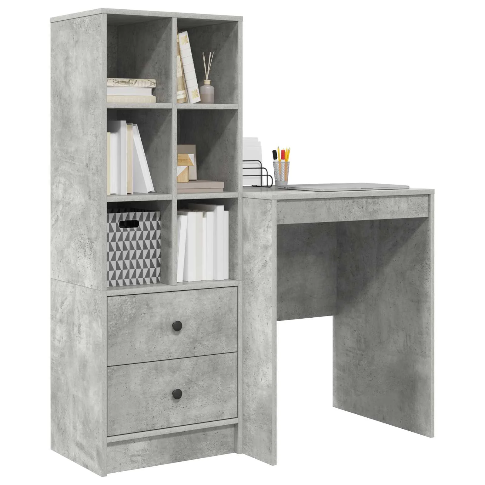 Bureau en 2 éléments 105,5 x 50 x 127 cm gris béton – vue de détail