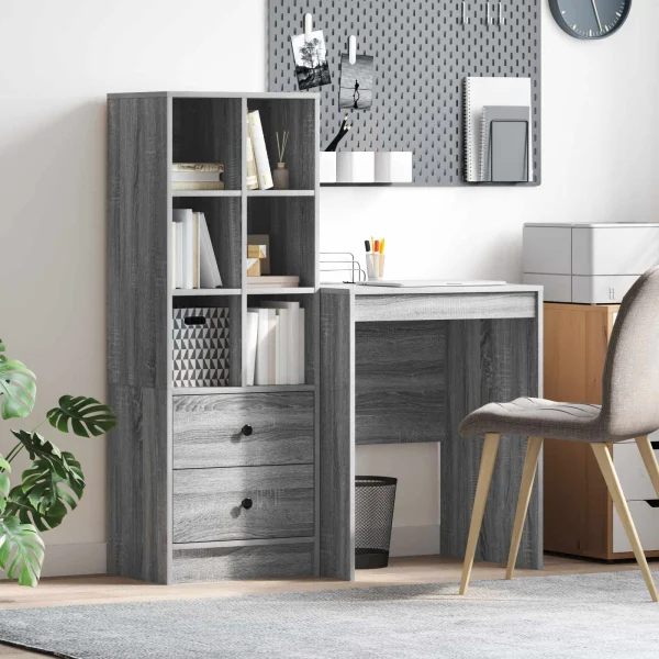 Bureau en 2 éléments 105,5 x 50 x 127 cm sonoma gris – vue d’ensemble