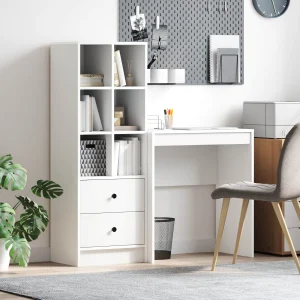 Bureau en 2 éléments 115,5 x 40 x 127 cm blanc – vue d’ensemble