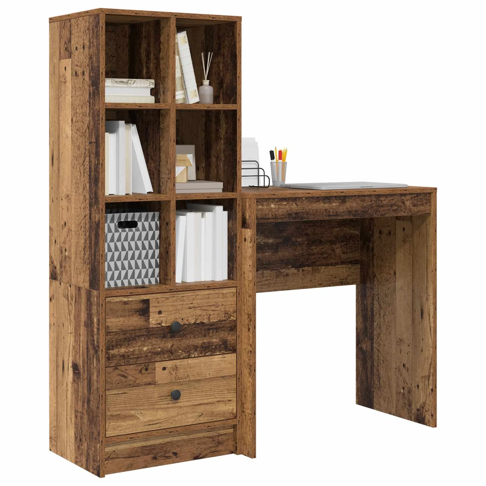 Bureau en 2 éléments 115,5 x 40 x 127 cm bois ancien – vue de détail