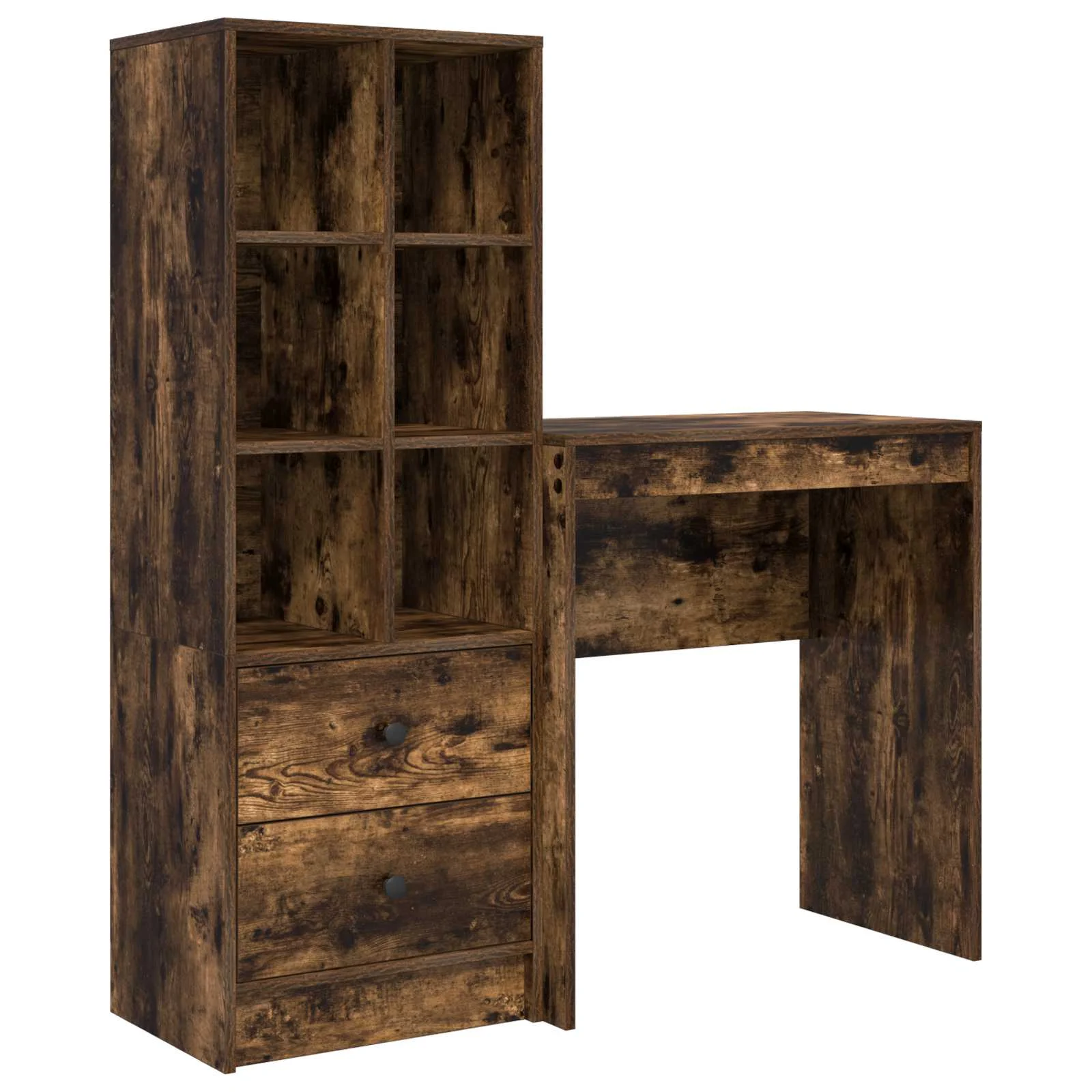 Bureau en 2 éléments 115,5 x 40 x 127 cm chêne fumé – vue de côté