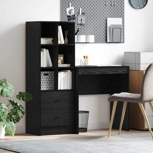 Bureau en 2 éléments 115,5 x 40 x 127 cm chêne noir – vue d’ensemble