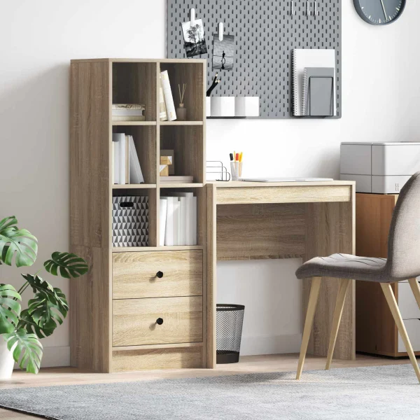 Bureau en 2 éléments 115,5 x 40 x 127 cm chêne sonoma – vue d’ensemble