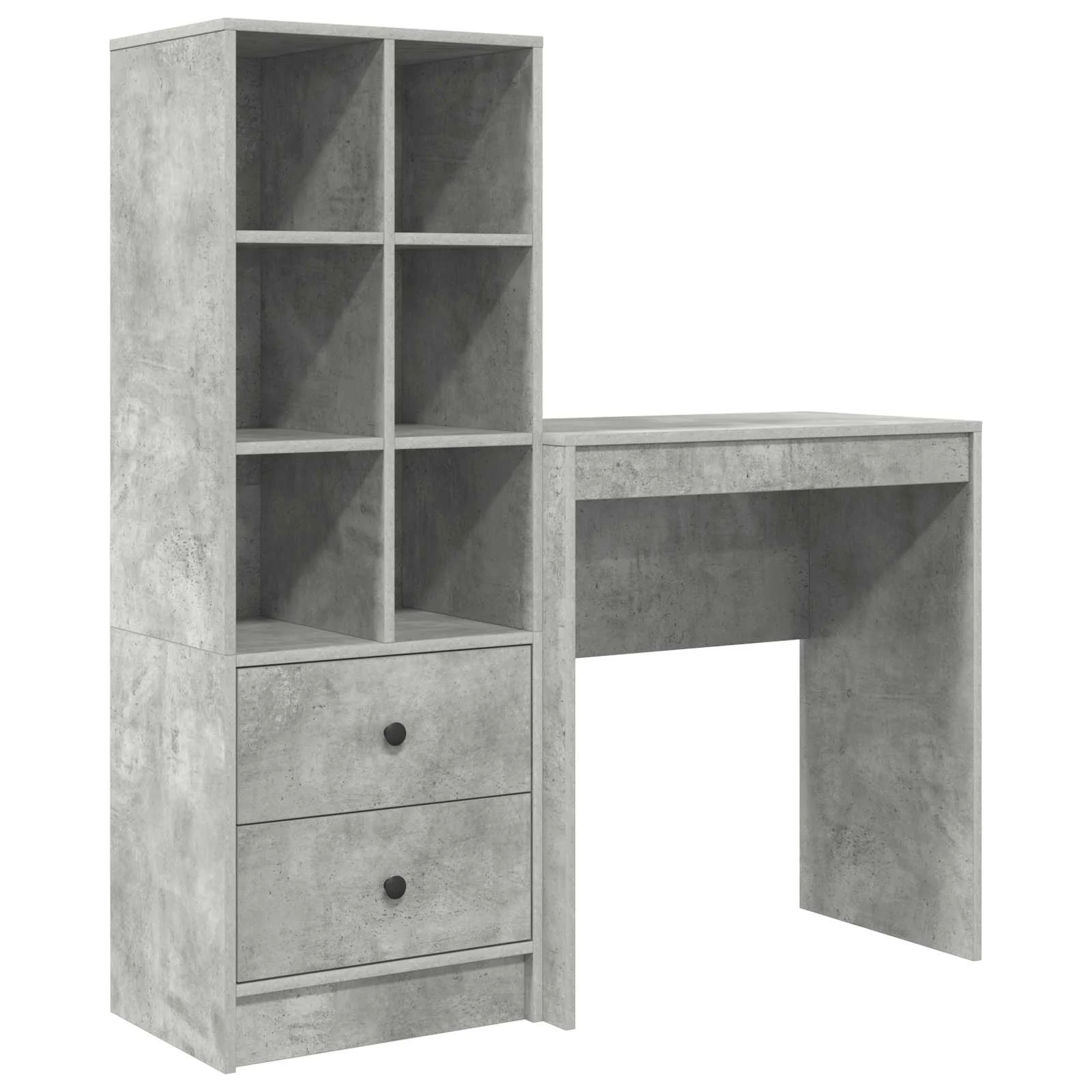 Bureau en 2 éléments 115,5 x 40 x 127 cm gris béton – vue de côté