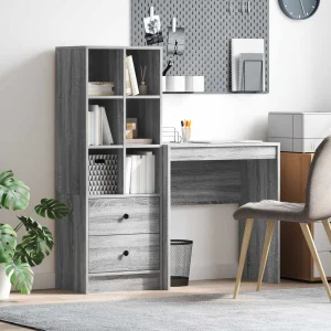 Bureau en 2 éléments 115,5 x 40 x 127 cm sonoma gris – vue d’ensemble