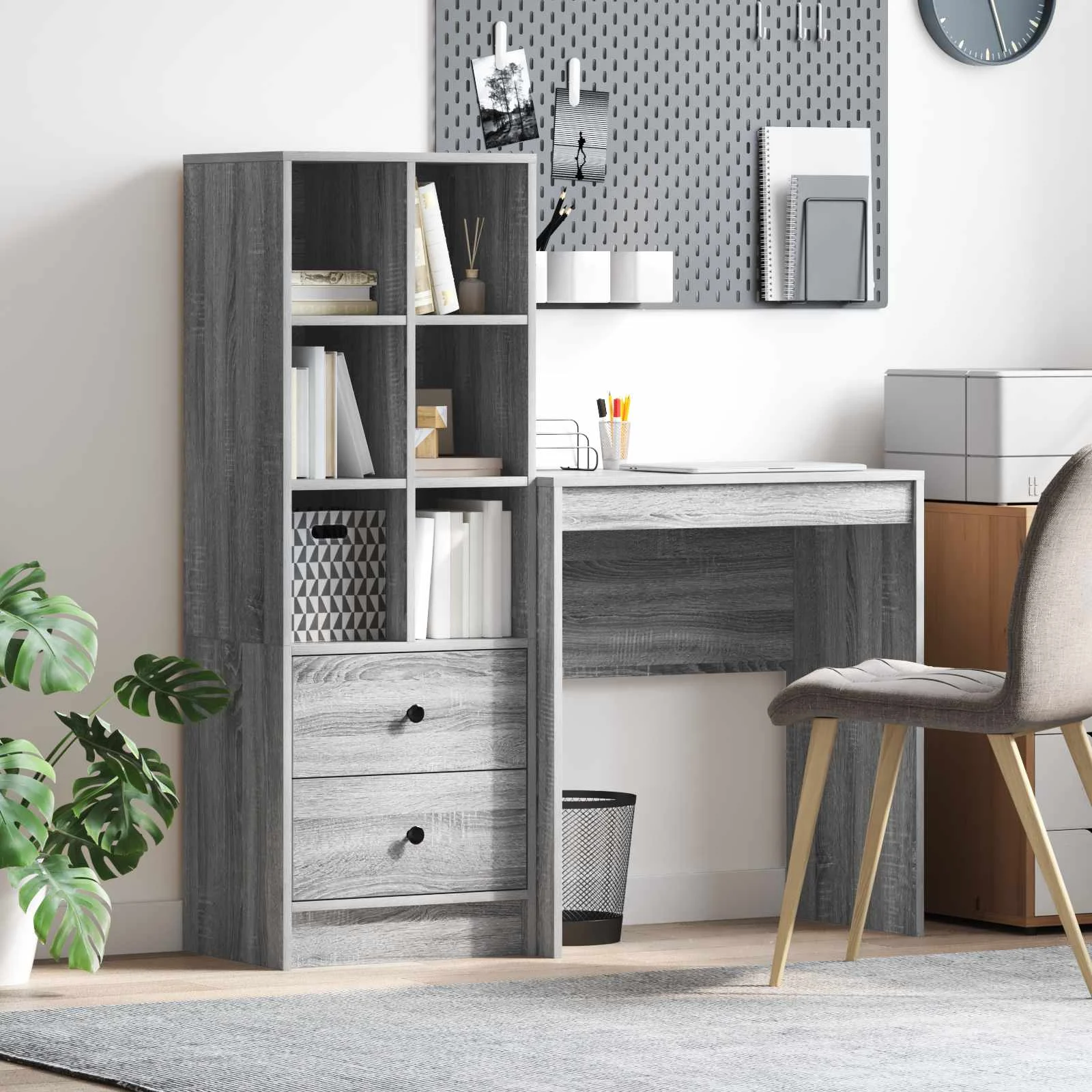 Bureau en 2 éléments 115,5 x 40 x 127 cm sonoma gris – vue d’ensemble