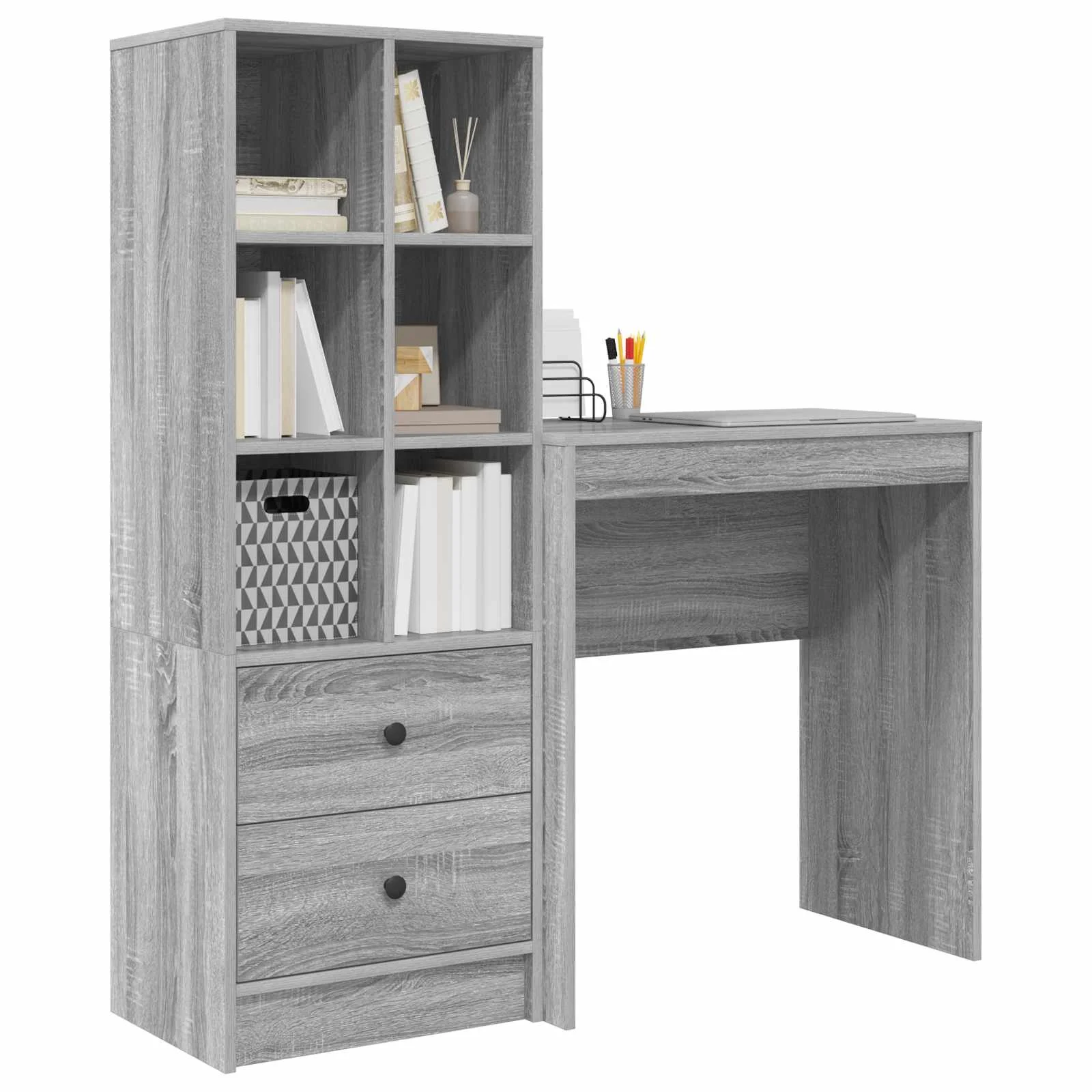Bureau en 2 éléments 115,5 x 40 x 127 cm sonoma gris – vue de détail