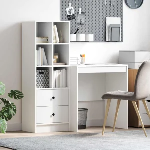 Bureau en 2 éléments 115,5 x 50 x 127 cm blanc – vue d’ensemble