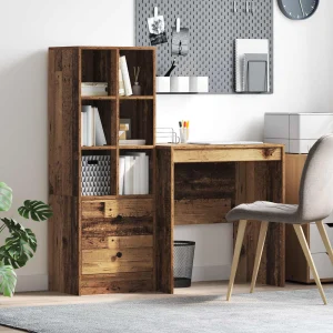 Bureau en 2 éléments 115,5 x 50 x 127 cm bois ancien – vue d’ensemble