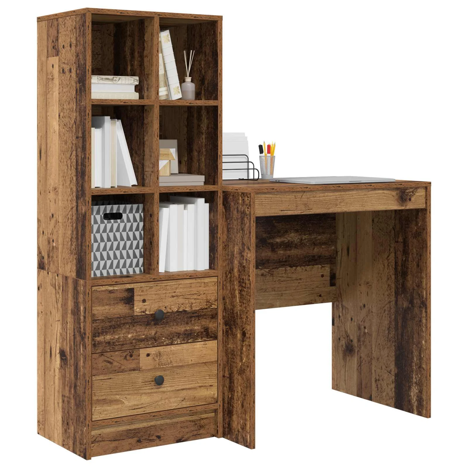 Bureau en 2 éléments 115,5 x 50 x 127 cm bois ancien – vue de détail