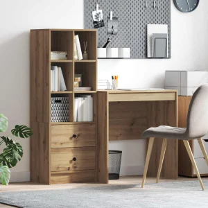 Bureau en 2 éléments 115,5 x 50 x 127 cm chêne artisanal – vue d’ensemble