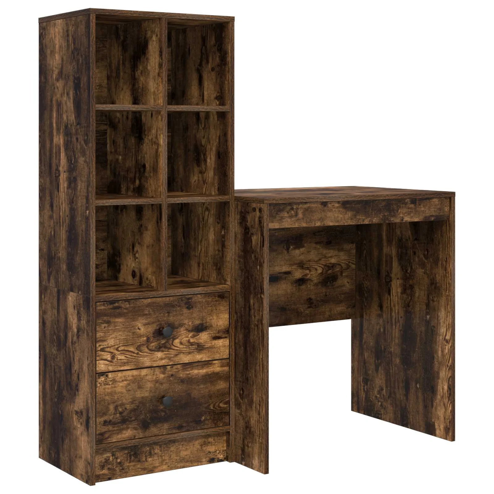 Bureau en 2 éléments 115,5 x 50 x 127 cm chêne fumé – vue de côté