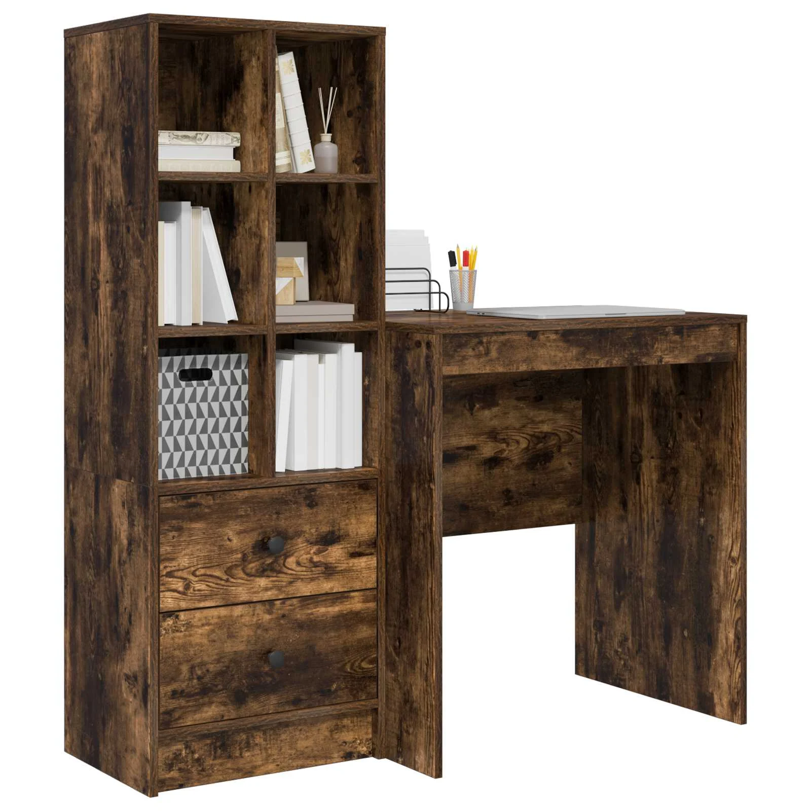 Bureau en 2 éléments 115,5 x 50 x 127 cm chêne fumé – vue de détail