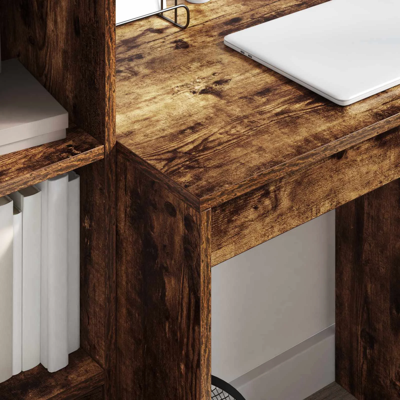 Bureau en 2 éléments 115,5 x 50 x 127 cm chêne fumé – vue en situation