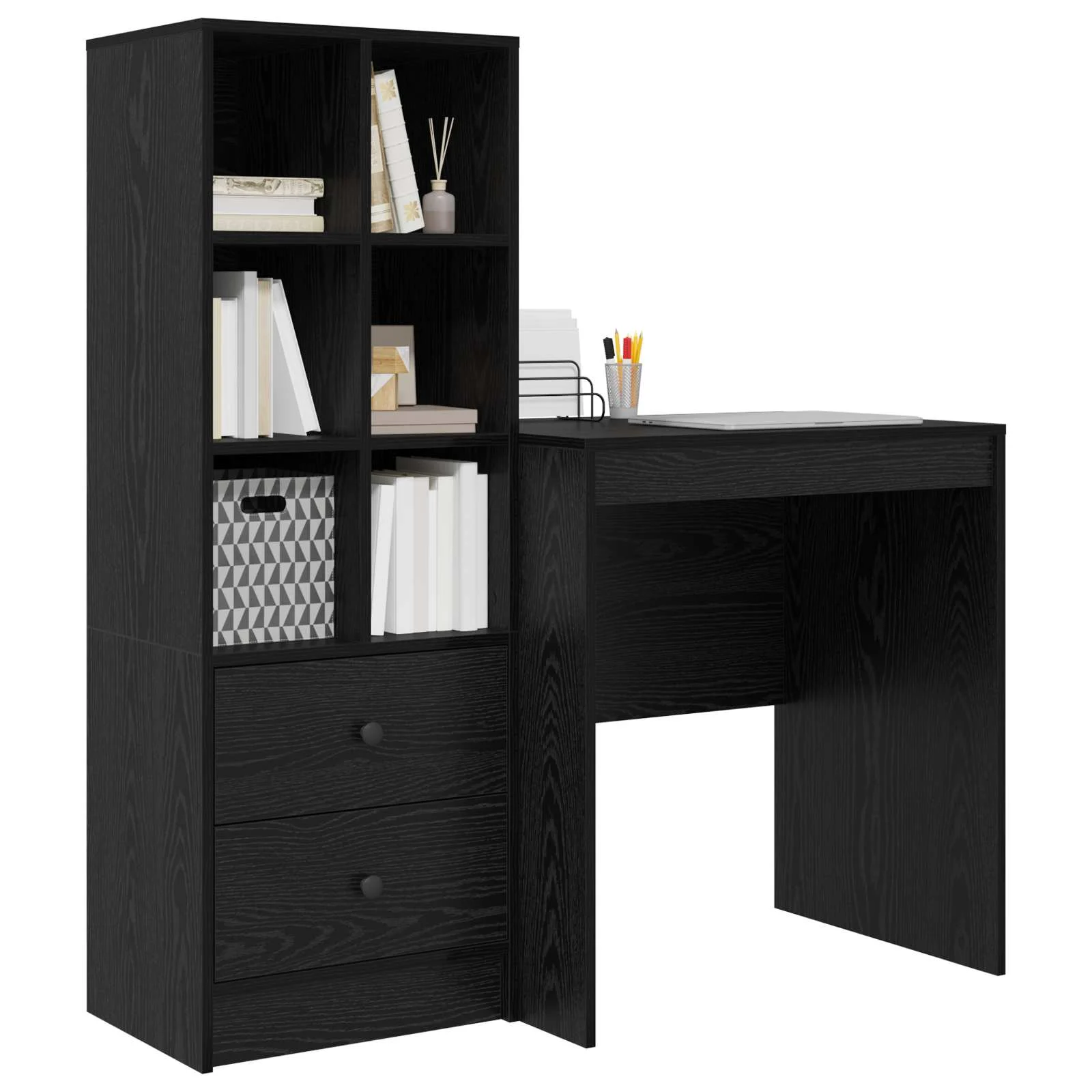 Bureau en 2 éléments 115,5 x 50 x 127 cm chêne noir – vue de détail