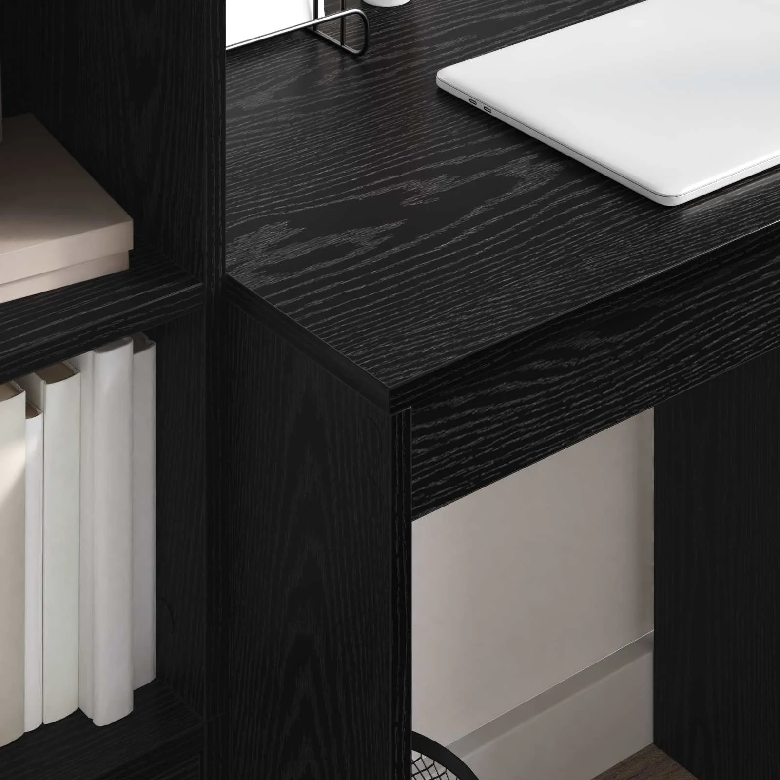 Bureau en 2 éléments 115,5 x 50 x 127 cm chêne noir – vue en situation