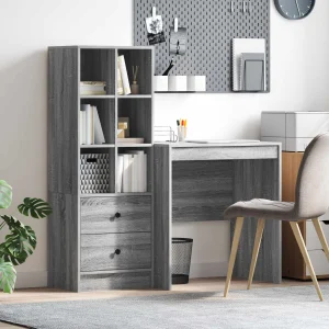 Bureau en 2 éléments 115,5 x 50 x 127 cm sonoma gris – vue d’ensemble