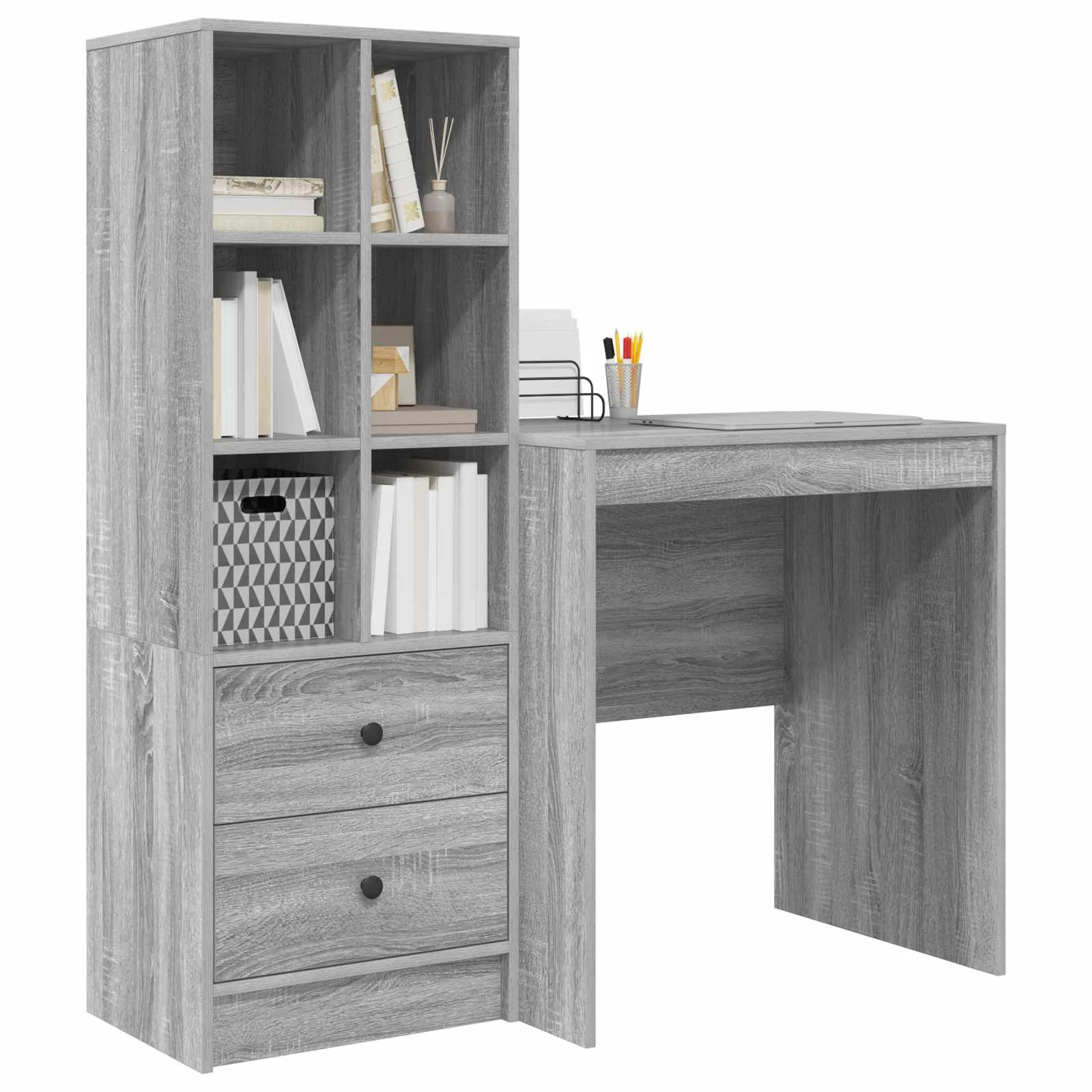 Bureau en 2 éléments 115,5 x 50 x 127 cm sonoma gris – vue de détail