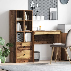 Bureau en 2 éléments 125,5 x 40 x 127 cm bois ancien – vue d’ensemble