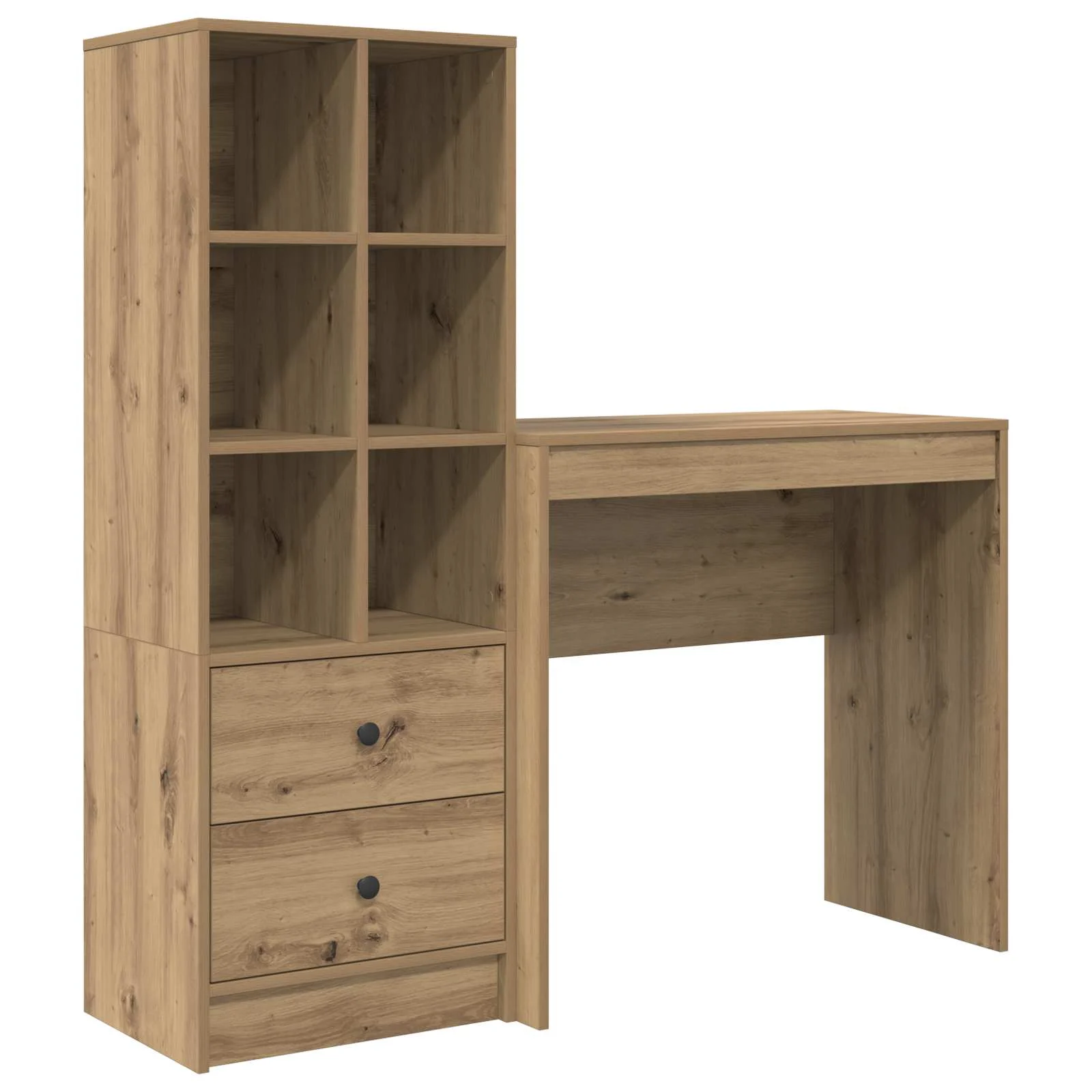 Bureau en 2 éléments 125,5 x 40 x 127 cm chêne artisanal – vue de côté