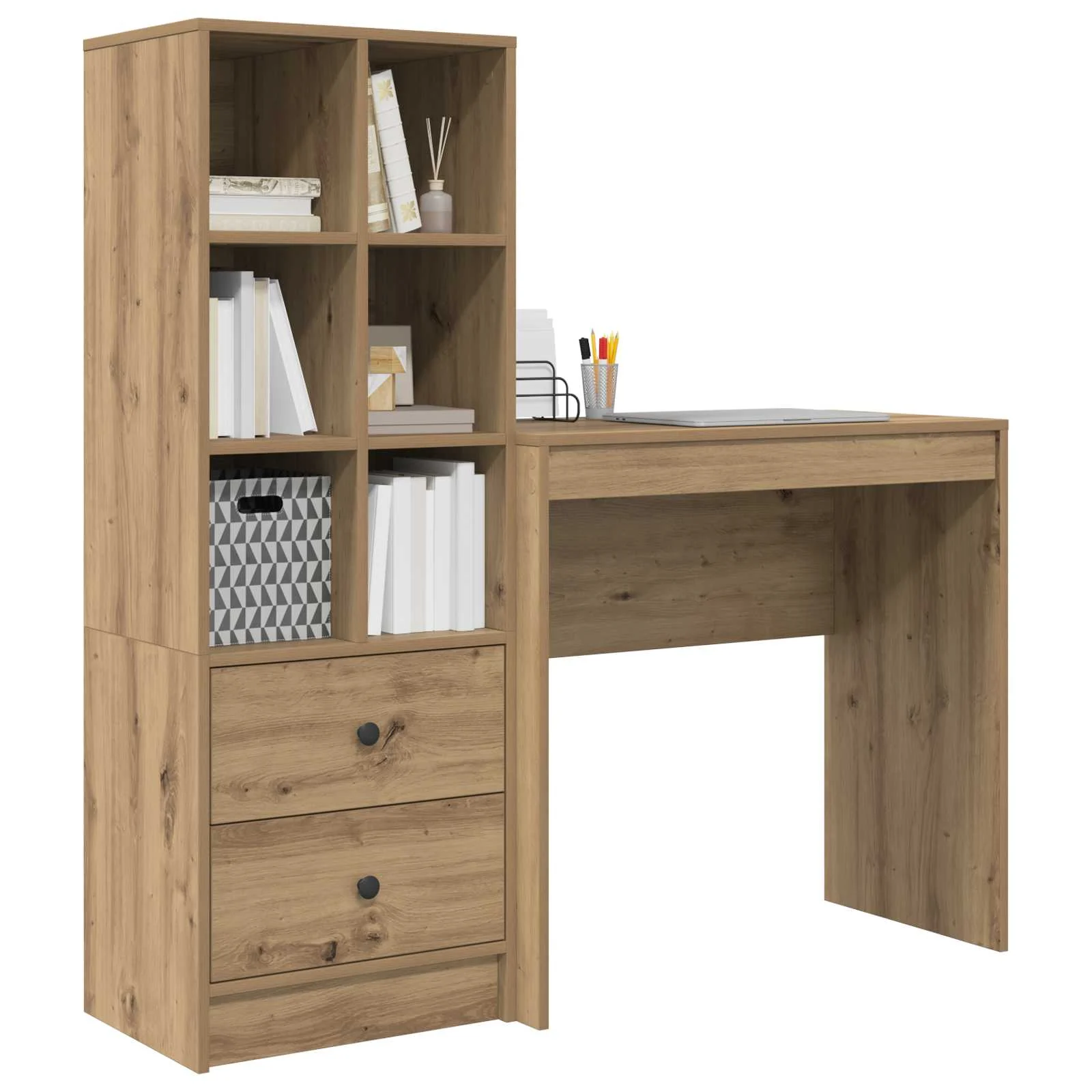 Bureau en 2 éléments 125,5 x 40 x 127 cm chêne artisanal – vue de détail