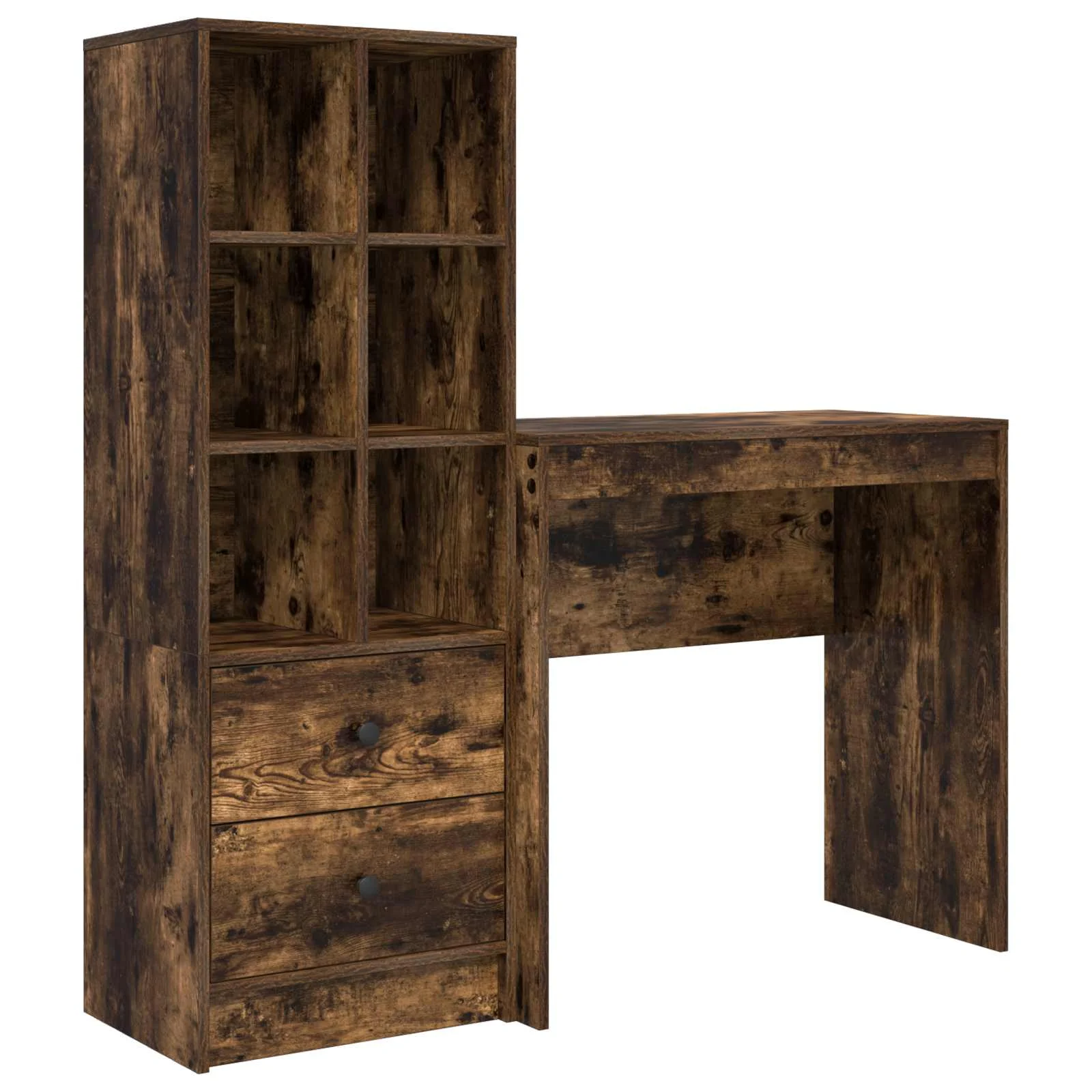 Bureau en 2 éléments 125,5 x 40 x 127 cm chêne fumé – vue de côté