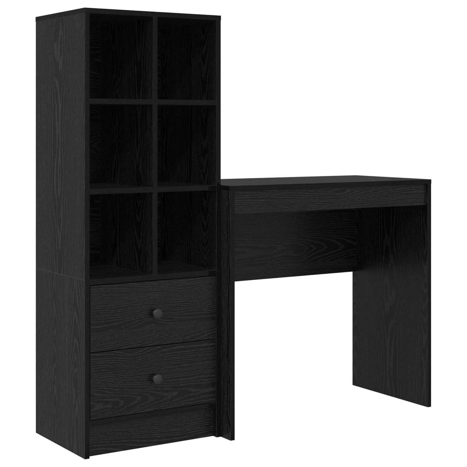 Bureau en 2 éléments 125,5 x 40 x 127 cm chêne noir – vue de côté