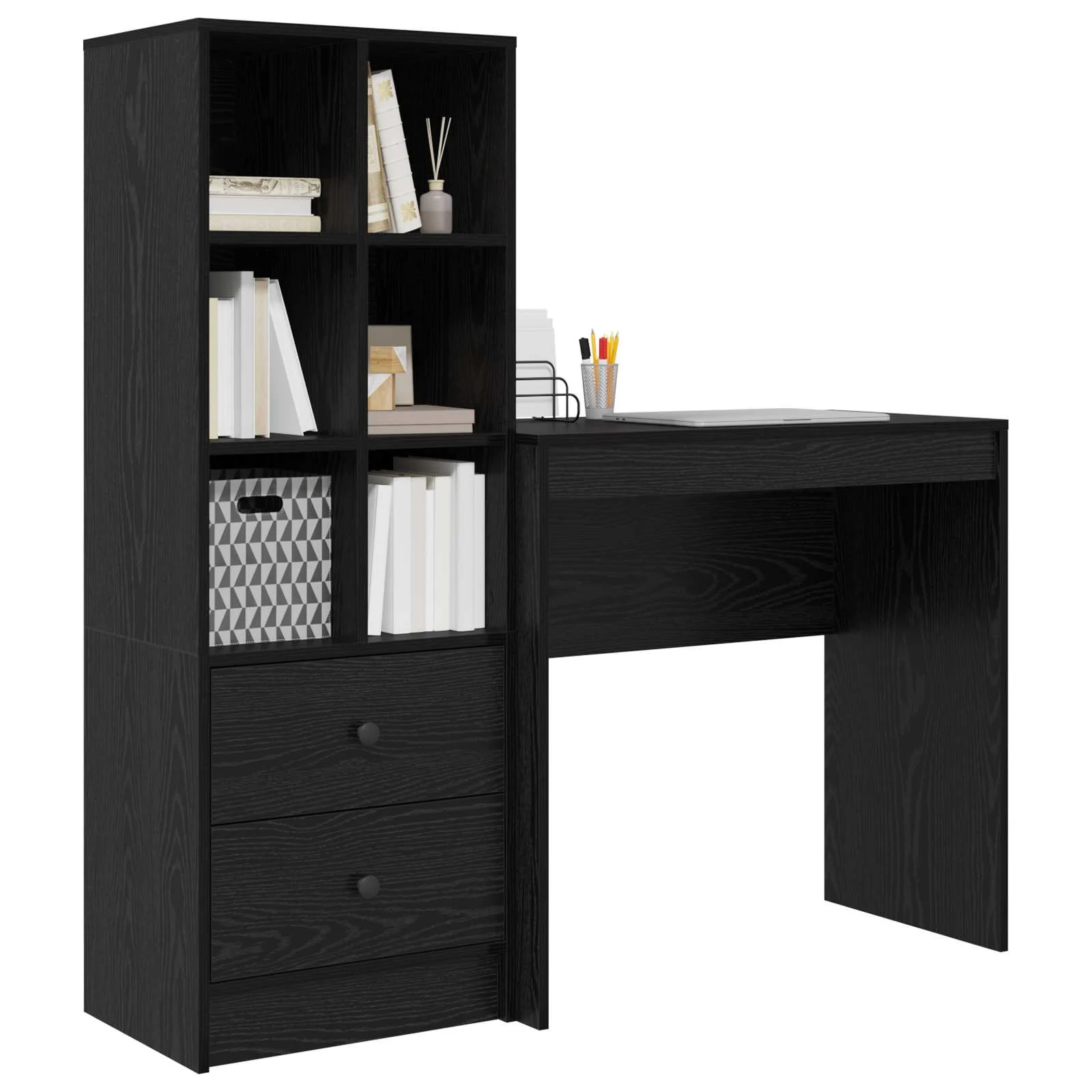 Bureau en 2 éléments 125,5 x 40 x 127 cm chêne noir – vue de détail