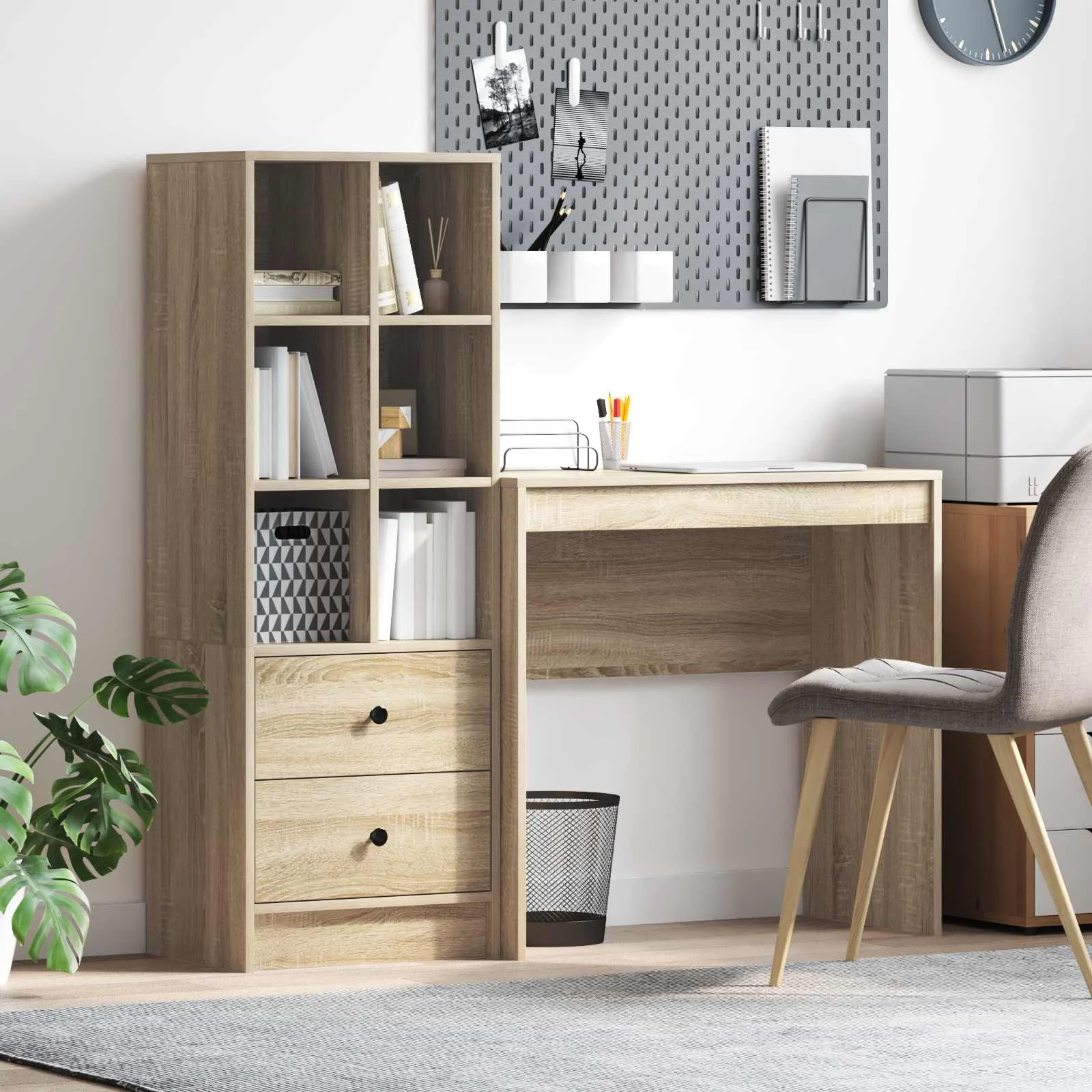 Bureau en 2 éléments 125,5 x 40 x 127 cm chêne sonoma – vue d’ensemble