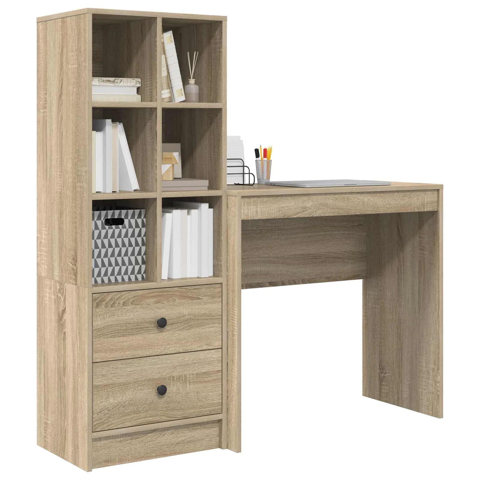 Bureau en 2 éléments 125,5 x 40 x 127 cm chêne sonoma – vue de détail