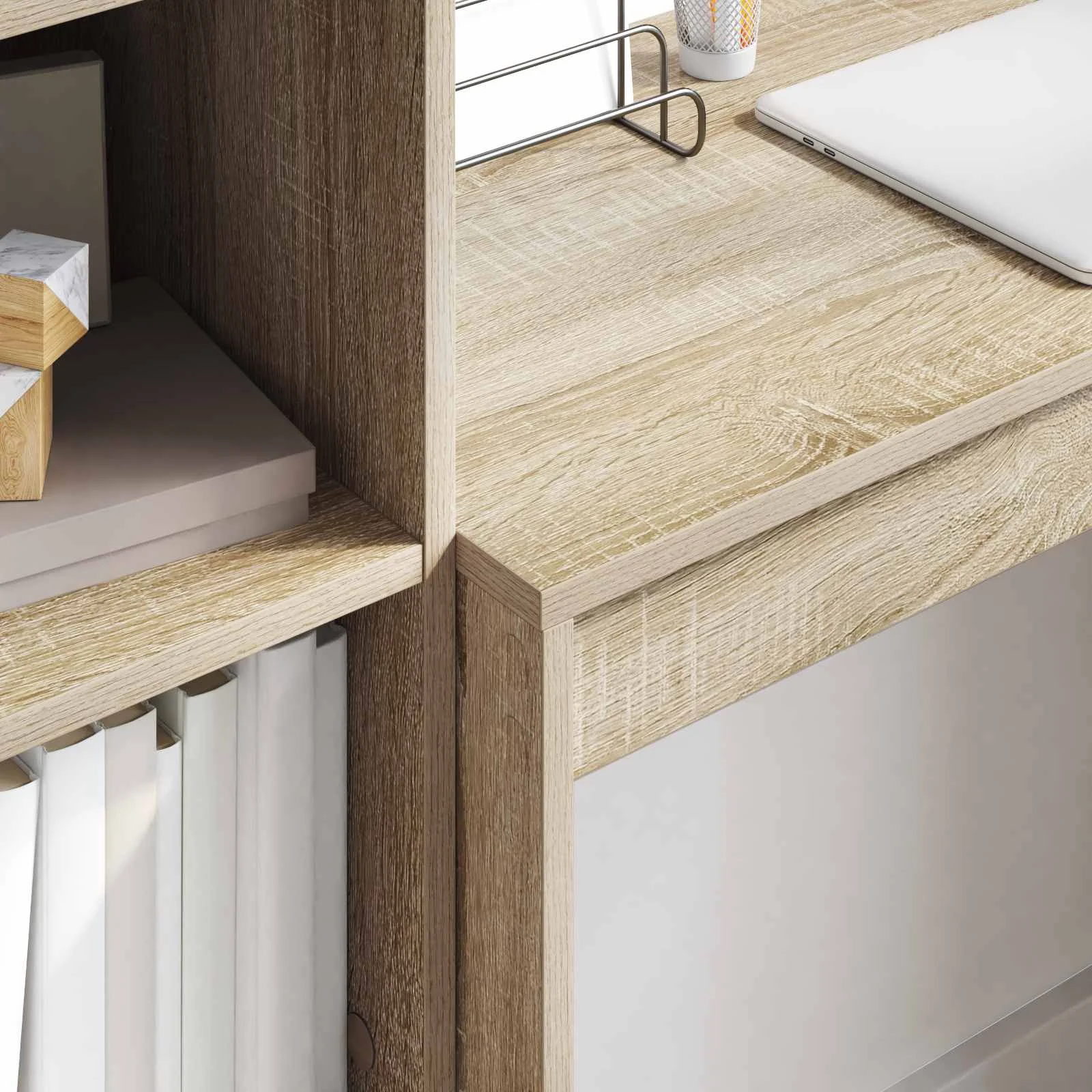 Bureau en 2 éléments 125,5 x 40 x 127 cm chêne sonoma – vue en situation