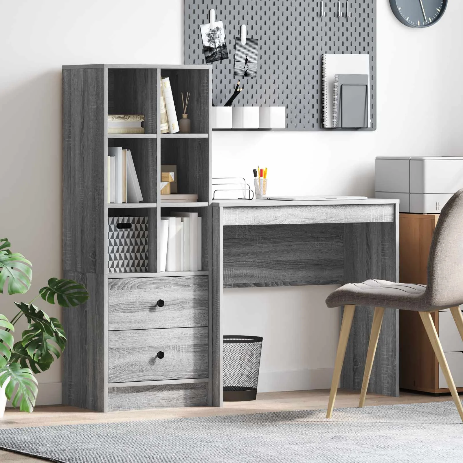 Bureau en 2 éléments 125,5 x 40 x 127 cm sonoma gris – vue d’ensemble