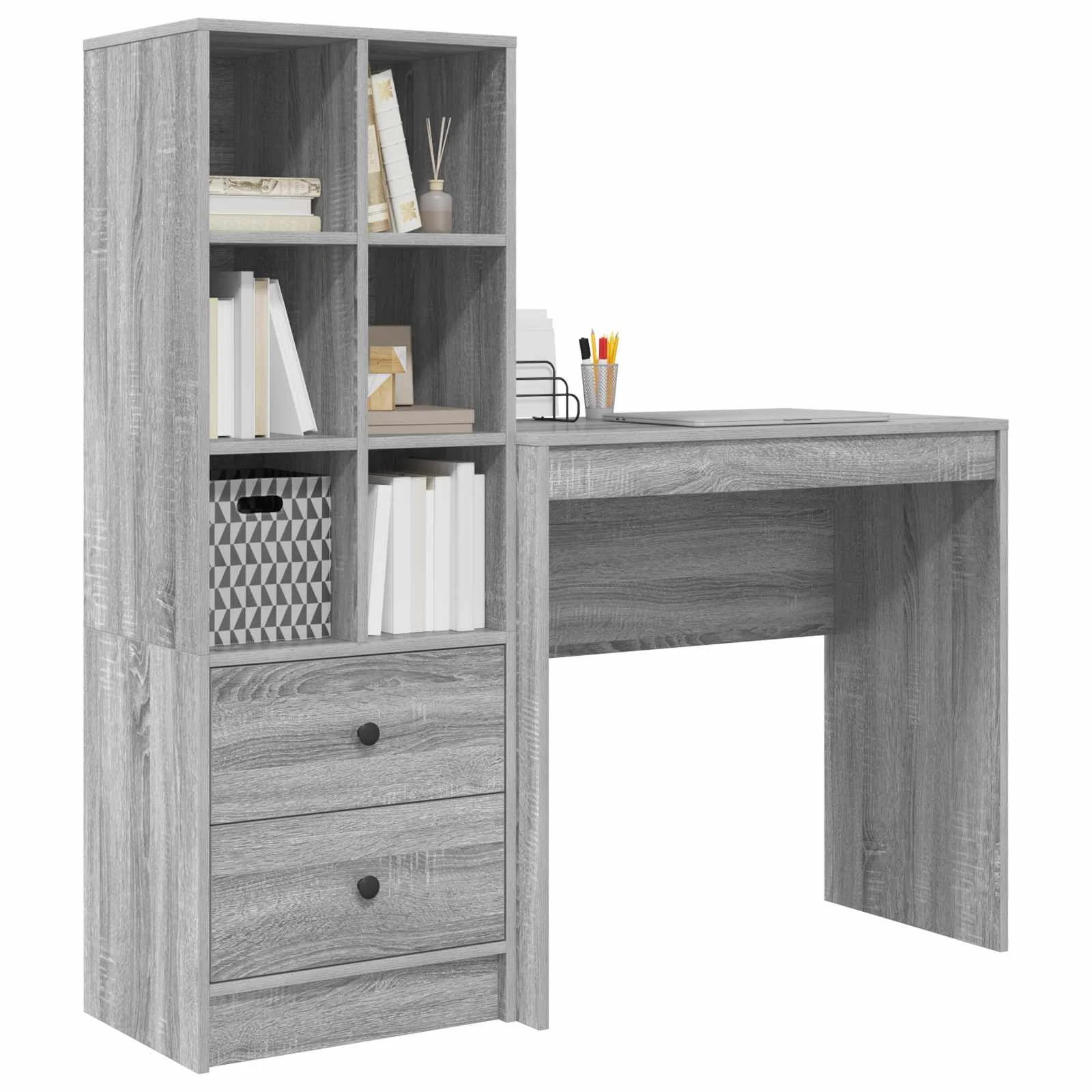 Bureau en 2 éléments 125,5 x 40 x 127 cm sonoma gris – vue de détail