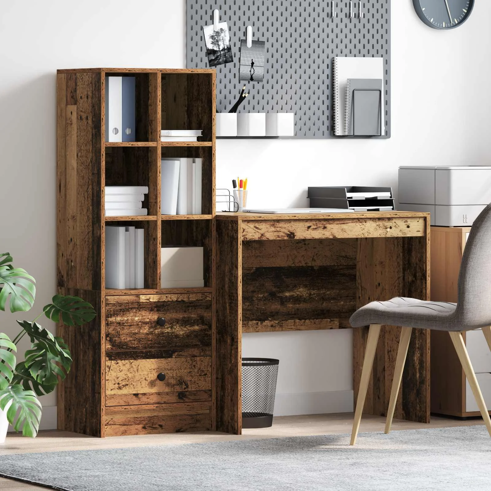 Bureau en 2 éléments 125,5 x 50 x 127 cm bois ancien – vue d’ensemble