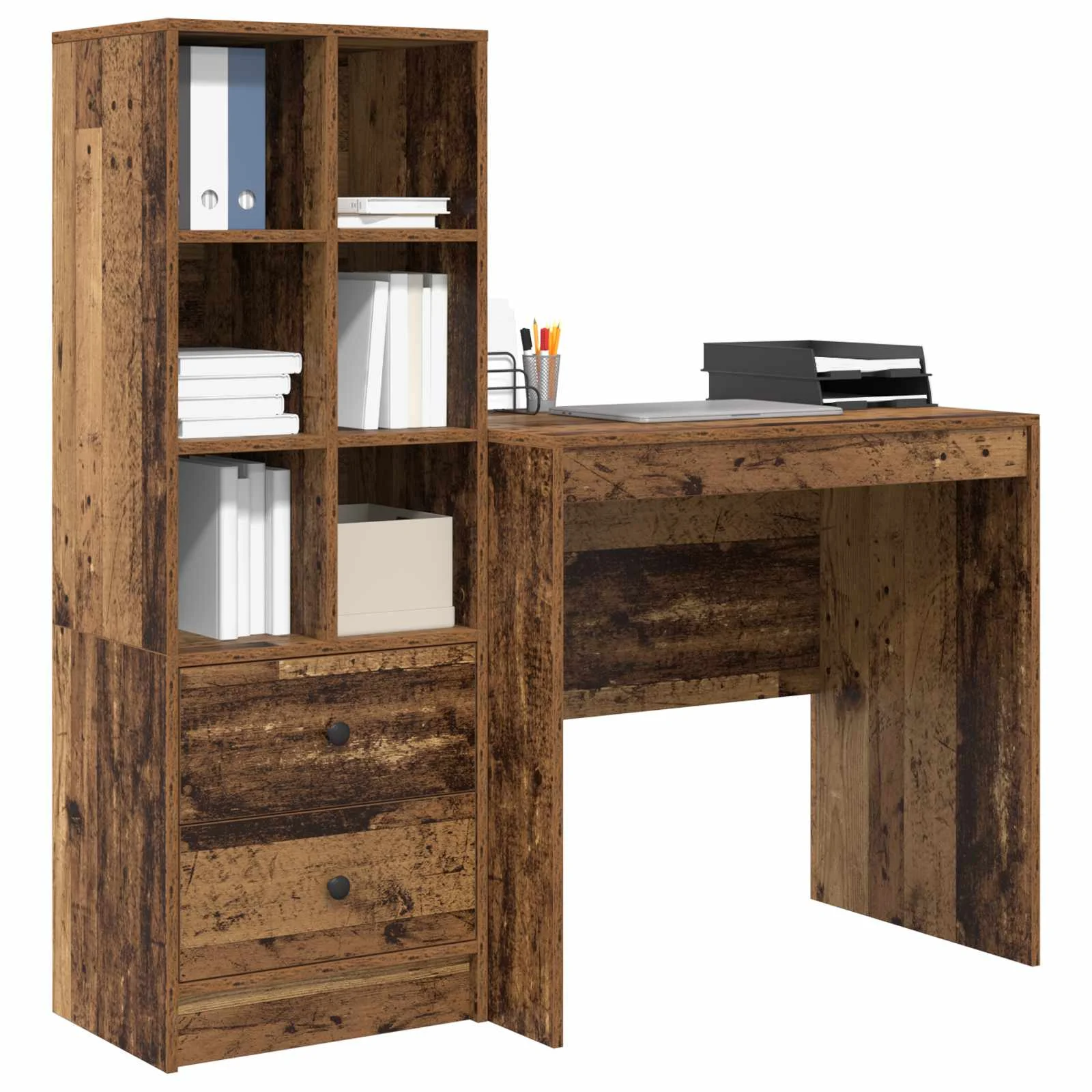 Bureau en 2 éléments 125,5 x 50 x 127 cm bois ancien – vue de détail
