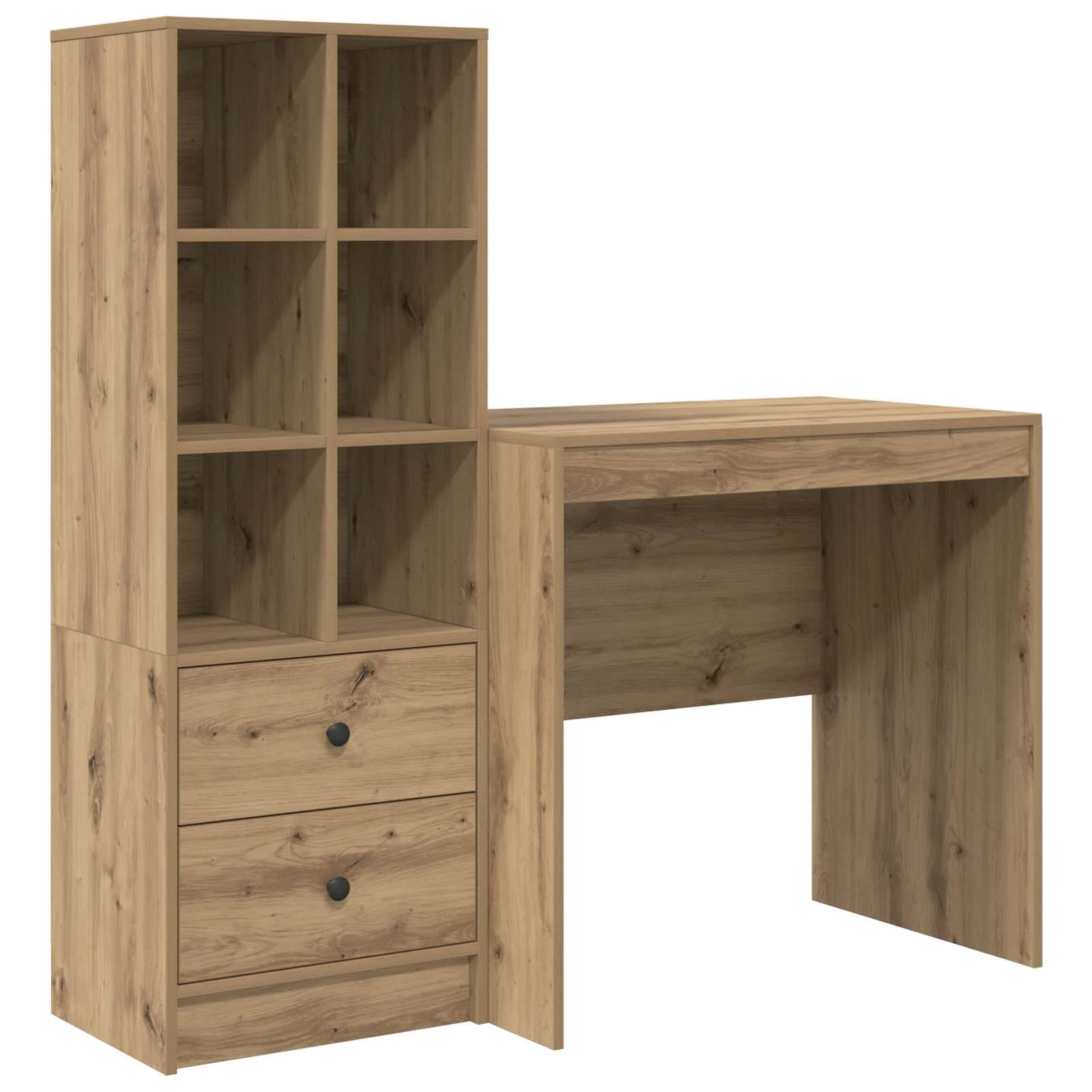 Bureau en 2 éléments 125,5 x 50 x 127 cm chêne artisanal – vue de côté