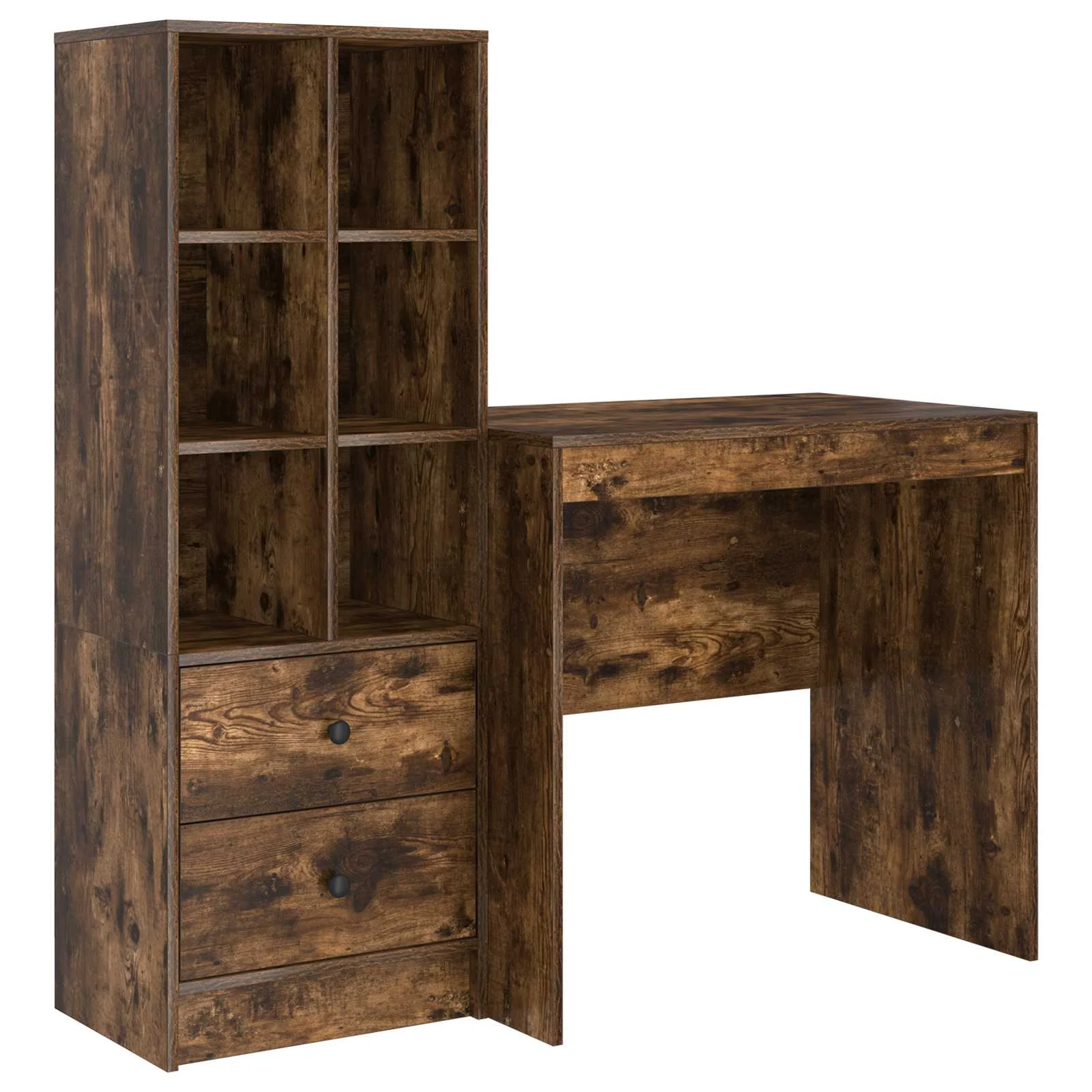 Bureau en 2 éléments 125,5 x 50 x 127 cm chêne fumé – vue de côté