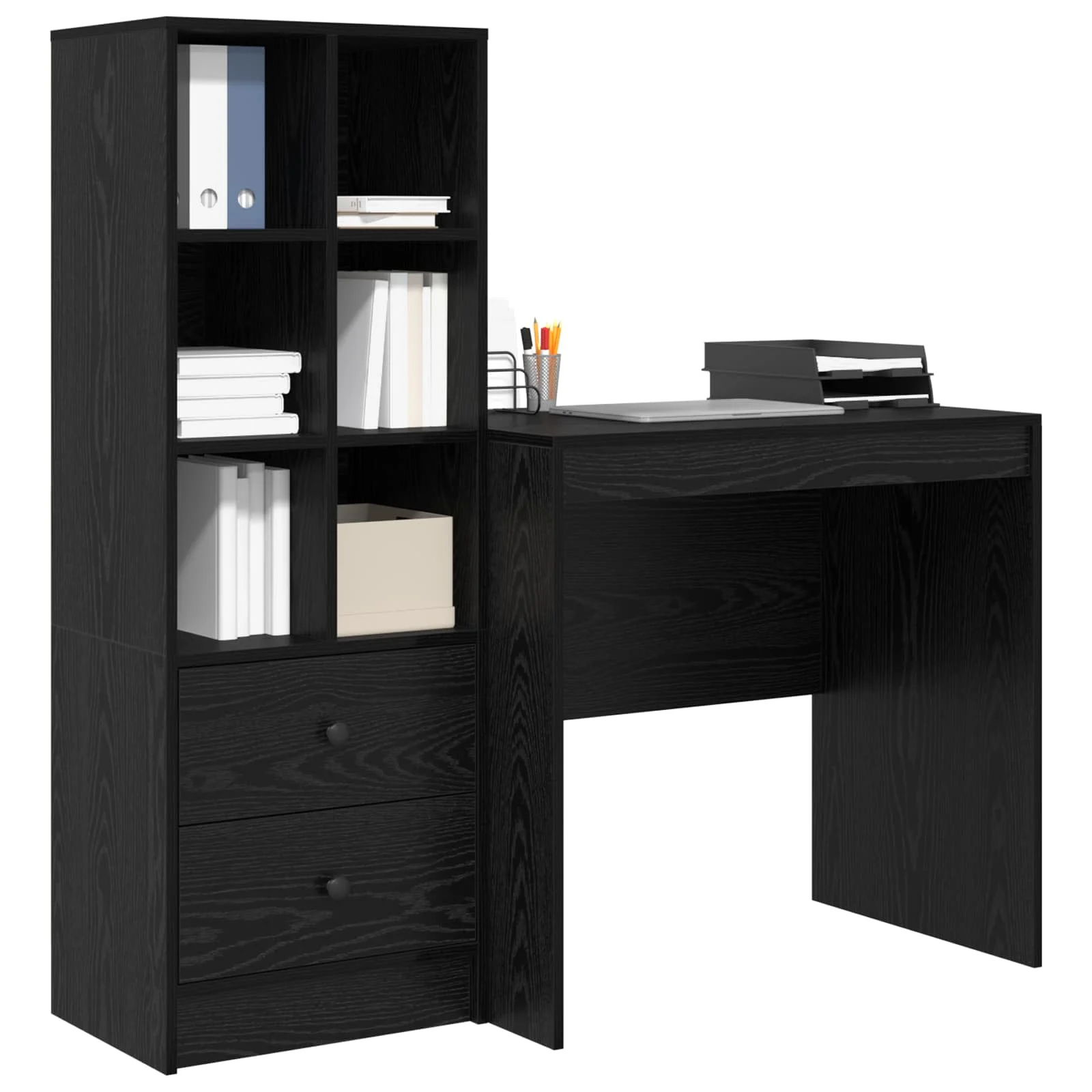 Bureau en 2 éléments 125,5 x 50 x 127 cm chêne noir – vue de détail