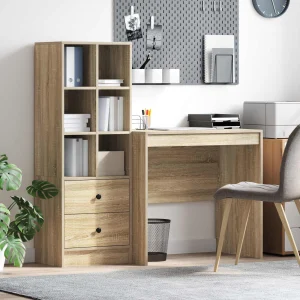 Bureau en 2 éléments 125,5 x 50 x 127 cm chêne sonoma – vue d’ensemble