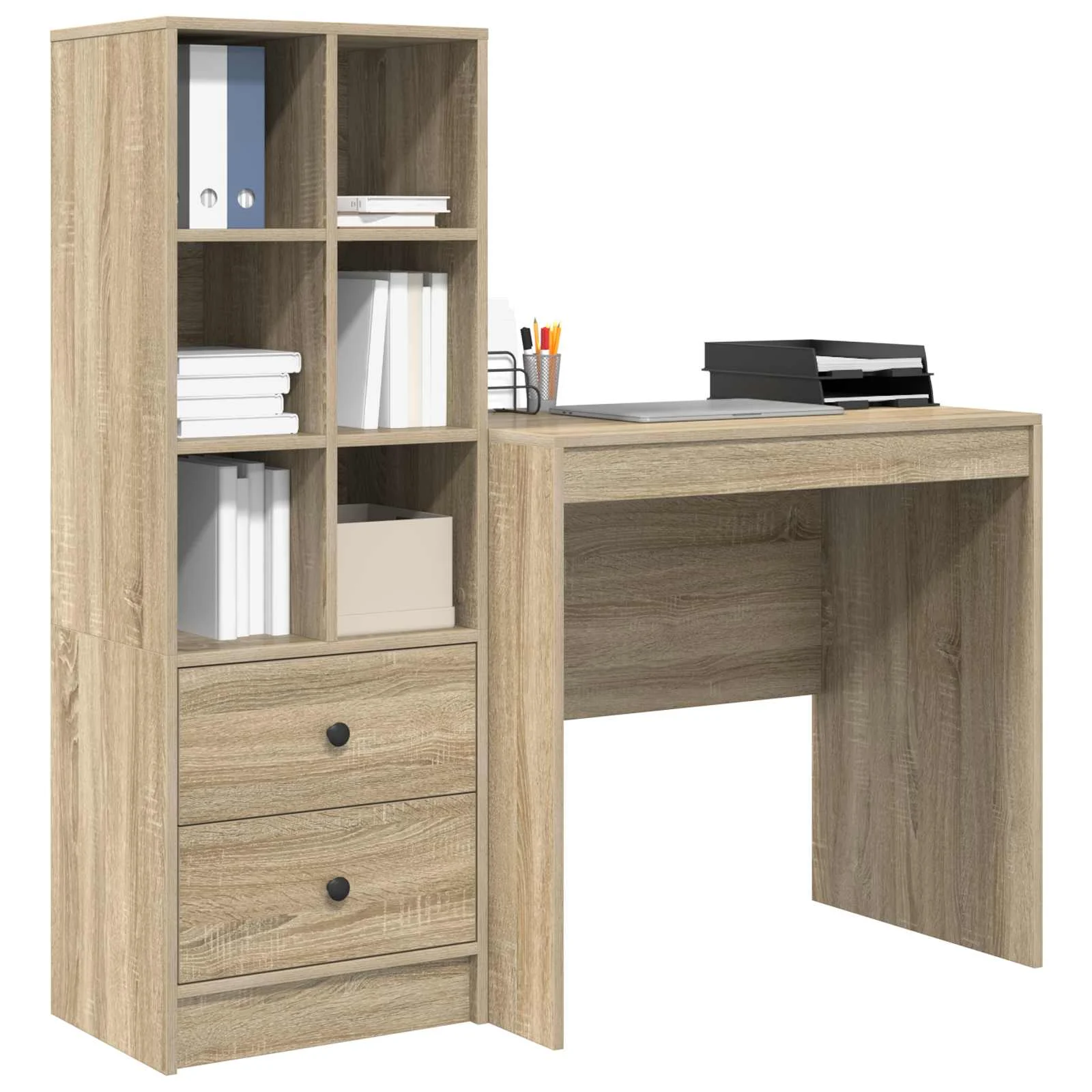 Bureau en 2 éléments 125,5 x 50 x 127 cm chêne sonoma – vue de détail