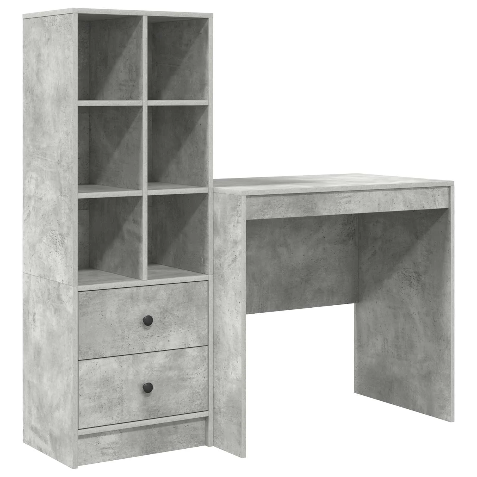 Bureau en 2 éléments 125,5 x 50 x 127 cm gris béton – vue de côté