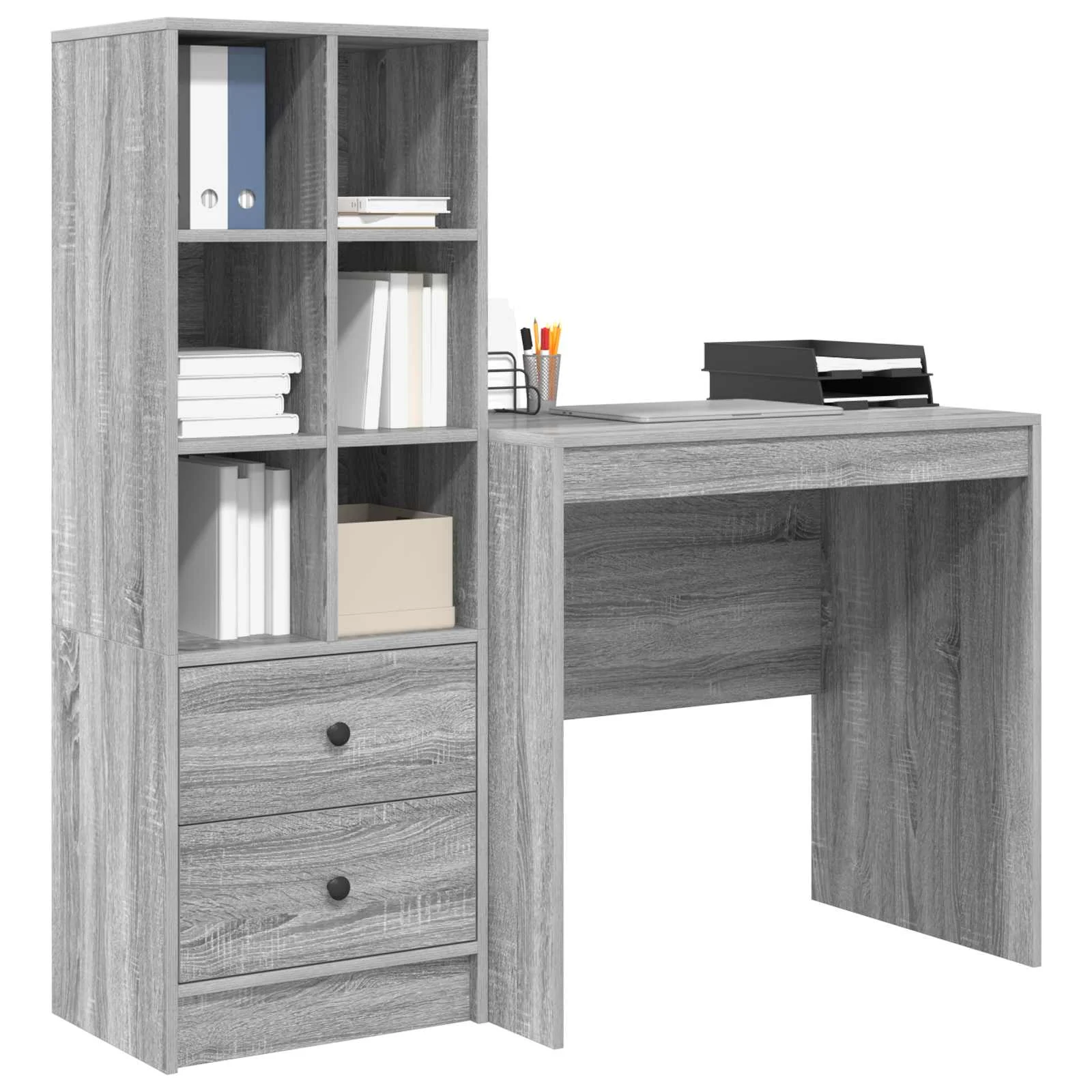 Bureau en 2 éléments 125,5 x 50 x 127 cm sonoma gris – vue de détail