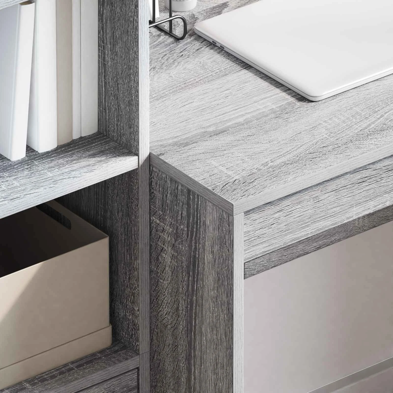 Bureau en 2 éléments 125,5 x 50 x 127 cm sonoma gris – vue en situation