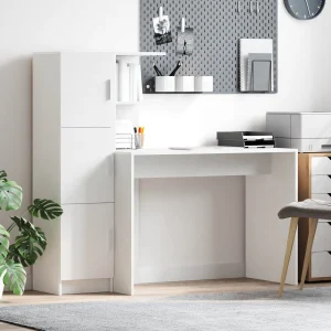Bureau en 2 éléments 133,5 x 50 x 124 cm blanc – vue d’ensemble