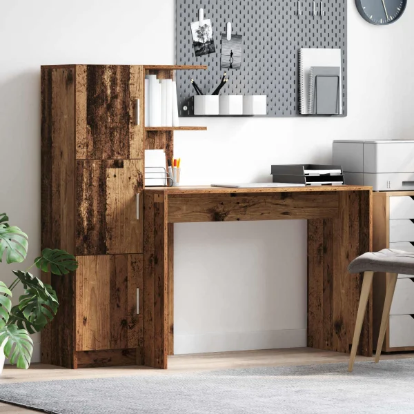 Bureau en 2 éléments 133,5 x 50 x 124 cm bois ancien – vue d’ensemble