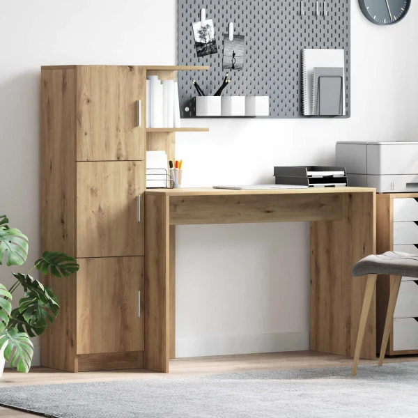 Bureau en 2 éléments 133,5 x 50 x 124 cm chêne artisanal – vue d’ensemble