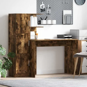 Bureau en 2 éléments 133,5 x 50 x 124 cm chêne fumé – vue d’ensemble
