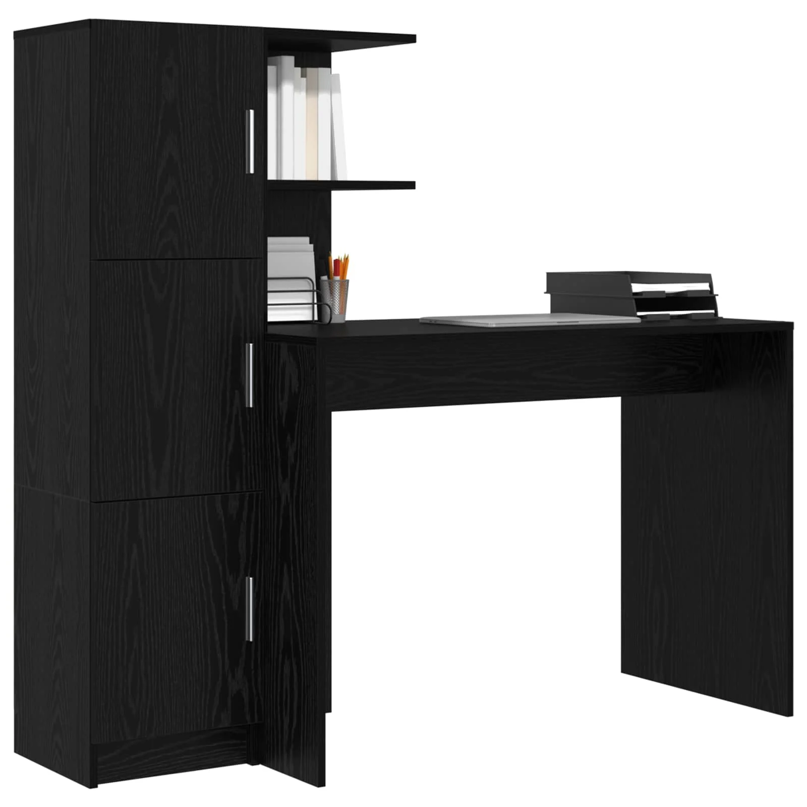 Bureau en 2 éléments 133,5 x 50 x 124 cm chêne noir – vue de détail