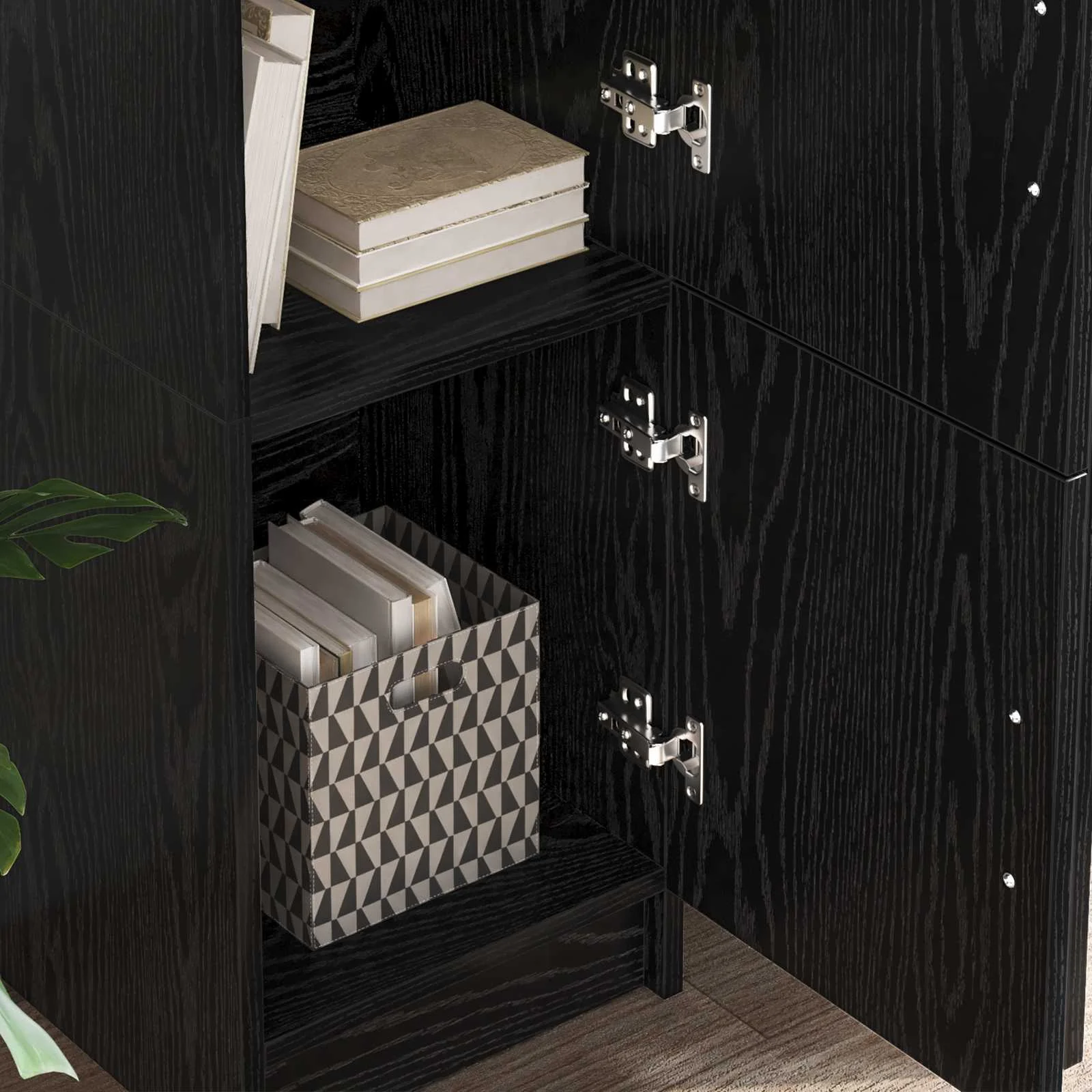Bureau en 2 éléments 133,5 x 50 x 124 cm chêne noir – vue en situation
