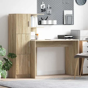 Bureau en 2 éléments 133,5 x 50 x 124 cm chêne sonoma – vue d’ensemble